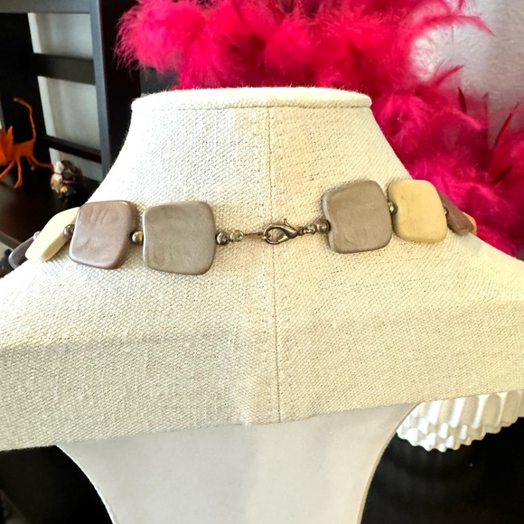 Vintage Neutral Square Bead Necklace - Picture 5 of 5